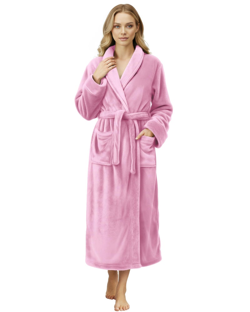 NY Threads Premium Womens Robe, Plush Fleece Long Bath Robe for Women, Fluffy Soft Women's Bathrobe, Medium, Pink - Image 1